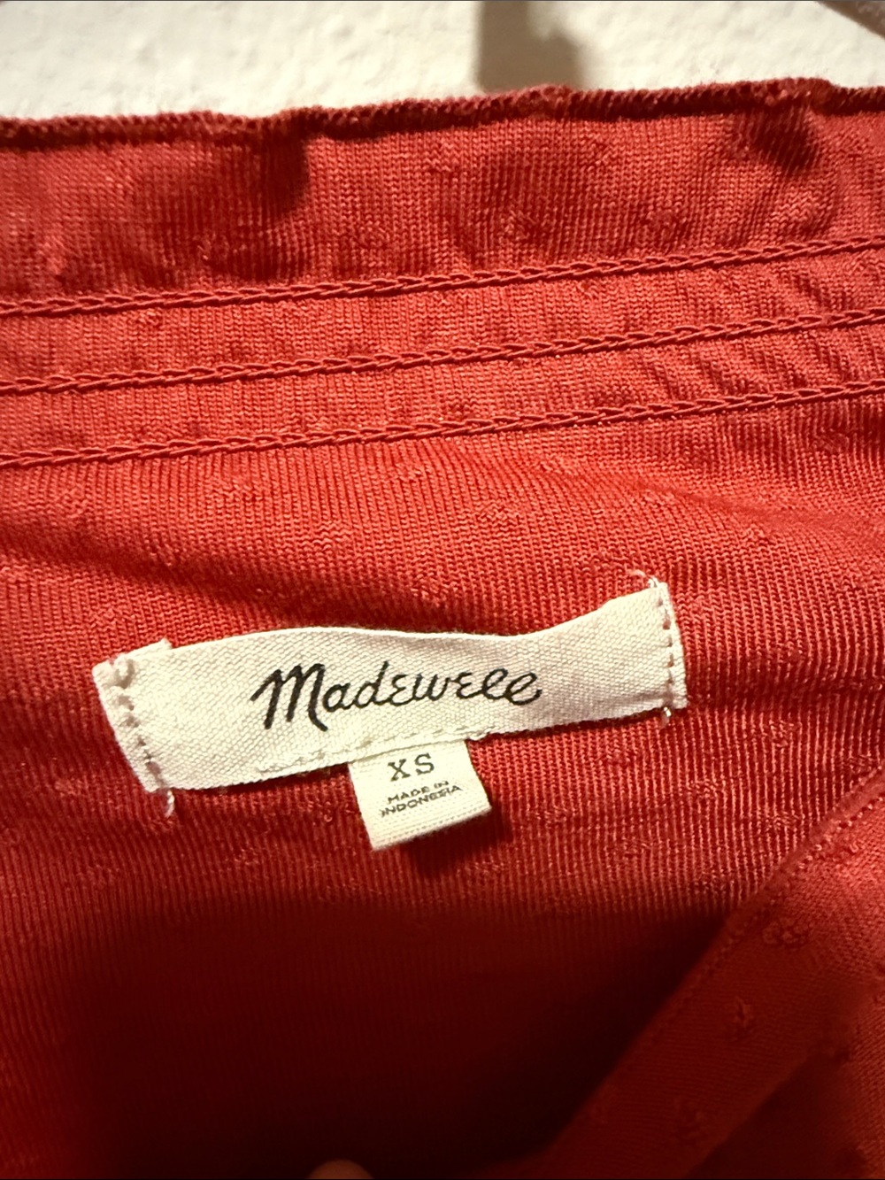 Madewell Red Textured Ruffle-Neck Blouse - Picture 2 of 3